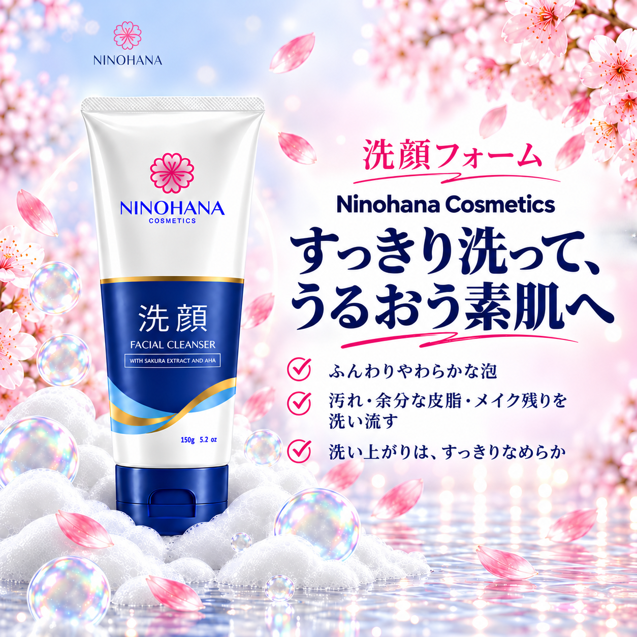 しっかり洗って、うるおう Ninohana 洗顔フォーム